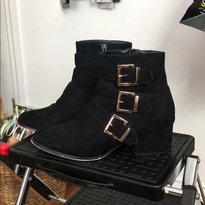 Black velvet booties